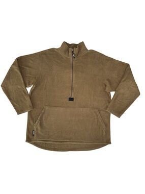 Peckham USMC Polartec Pullover Fleece Sz L, Tan Brown, 1/2 Zip, Kangaroo Pocket